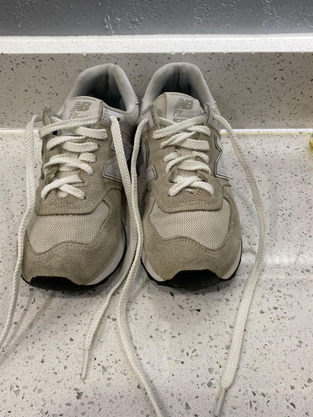 New Balance Beige and Cream Retro Runner Sneakers